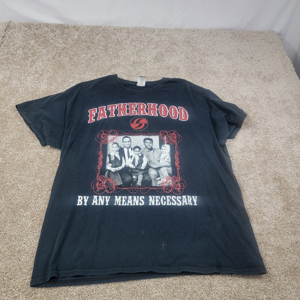 Gildan Fatherhood By Any‎ Means Necessary Graphic Print T-Shirt XL Read